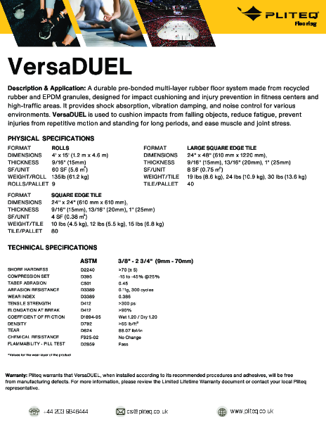 VersaDUEL Product Spec Sheet