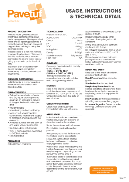 Pavetuf - Invisible Sealer Application Guide & Technical Detail