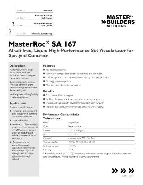 MasterRoc_SA_167_Data_Sheet