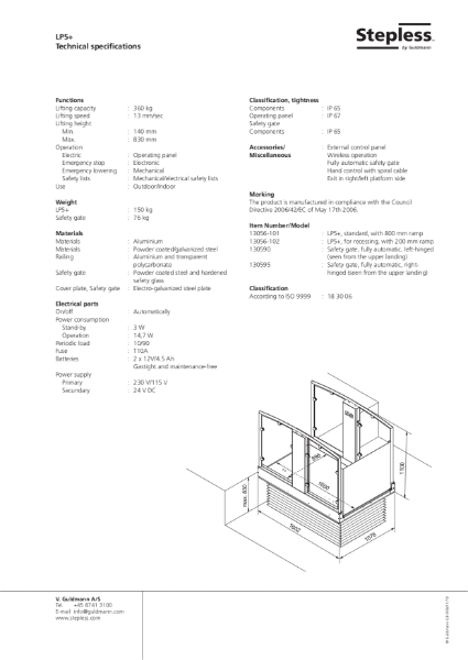 Stepless LP5+ platform lift - Product Datasheet