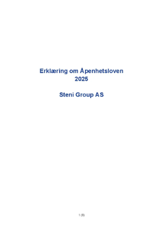 Erklæring om Åpenhetsloven 2025 Steni Group