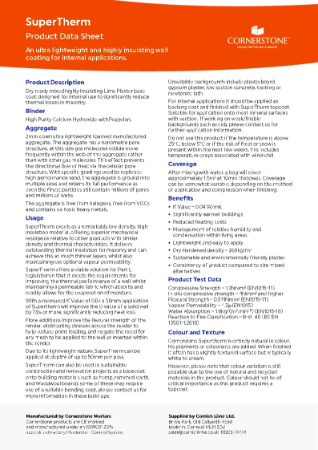 Cornerstone SuperTherm Plaster Datasheet