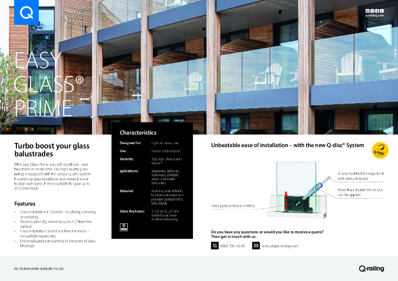 Q-railing Easy Glass Prime Overview
