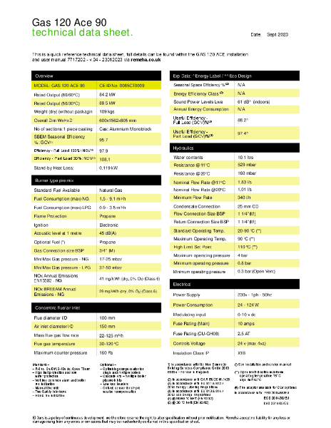 Gas 120 Ace 90 - Technical Specification
