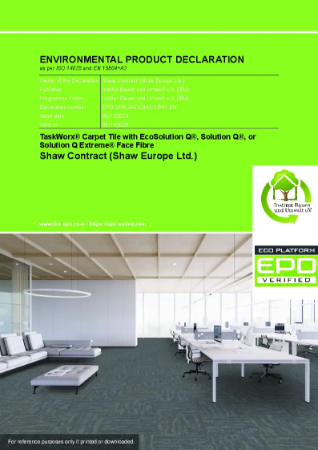 TaskWorx® Carpet Tile with EcoSolution Q®, Solution Q®, or
Solution Q Extreme® Face Fibre EPD