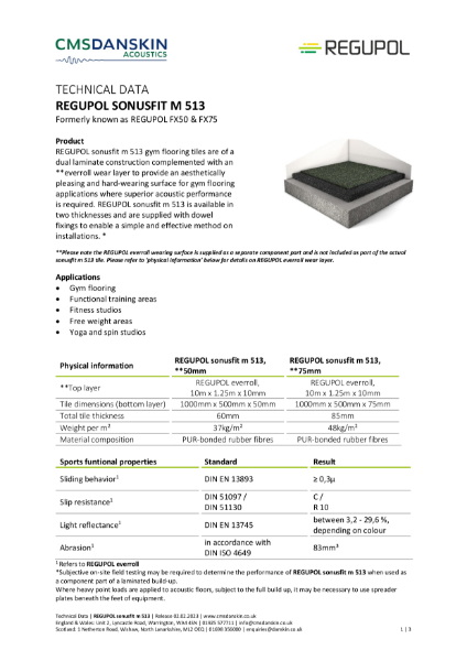 REGUPOL SONUSFIT M513 - Technical Data Sheet