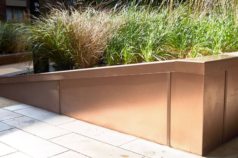 Bronze planters for Embassy Gardens landscaping