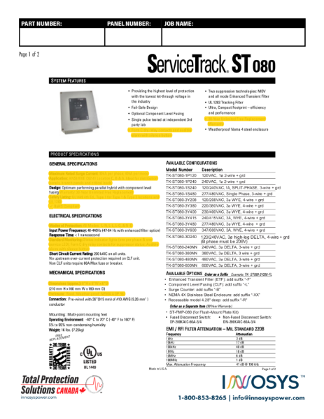 ST080 Datasheet