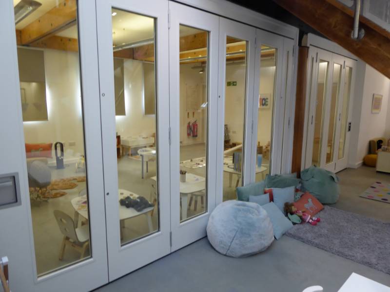 Stylefold Hinged sliding folding Glass moveable wall - Brighton Day Nursery School