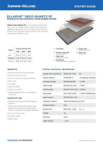 Resin flooring system Elladur Deco Quartz SF