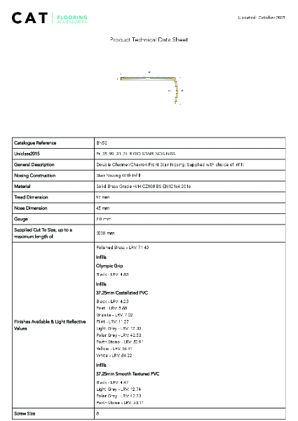 BN52 Polished Brass Technical Datasheet