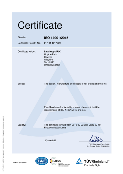 ISO 14001:2015 Certificate