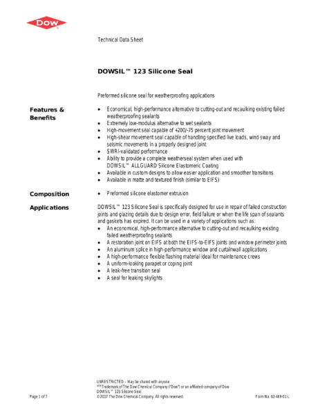 DOWSIL123 Silicone Seal