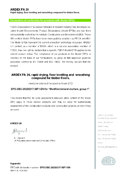 ARDEX FA 20 EPD