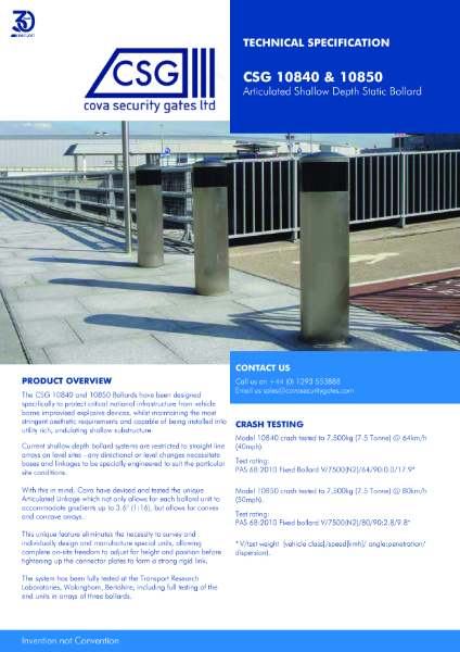 CSG 10840 and 10850 Articulated Shallow Depth Static Bollard