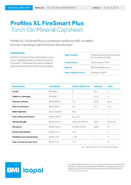 Profiles XL FireSmart Plus Torch-on Mineral Capsheet Technical Data Sheet
