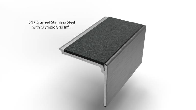 Aluminium Stair Nosings with Stainless Steel Covers - Stair Edgings