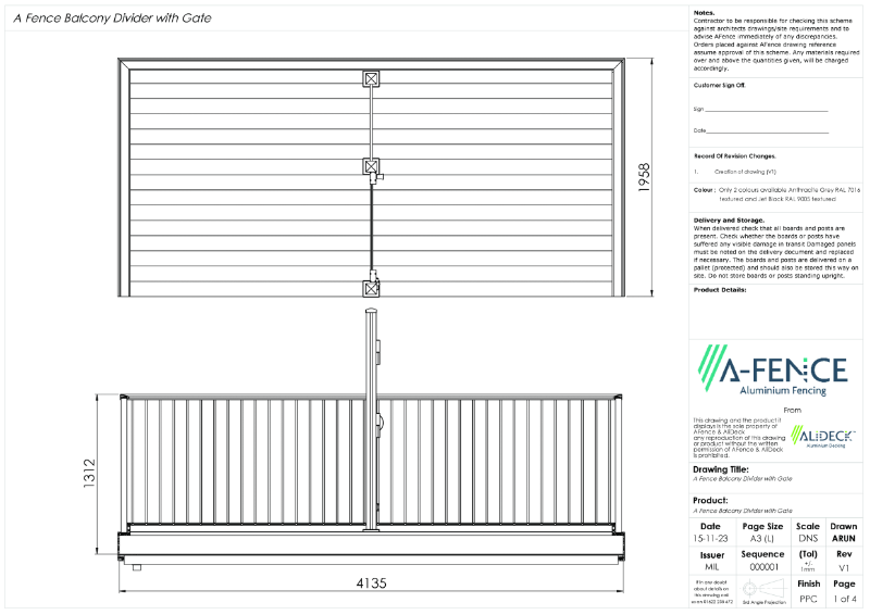 A-Fence-Balcony-Divider-with-Gate-CAD