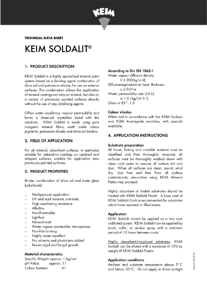 Keim Soldalit Technical Data Sheet