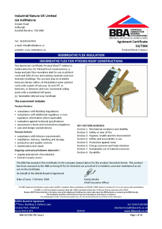 BBA Certificate - IndiBreathe Flex for Pitched Roof Constructions