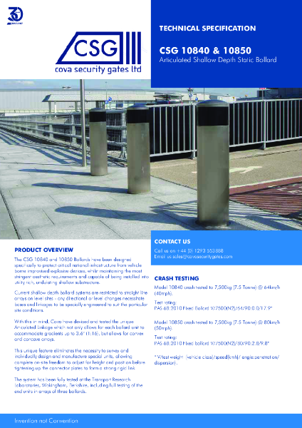 CSG 10840 and 10850 Articulated Shallow Depth Static Bollard