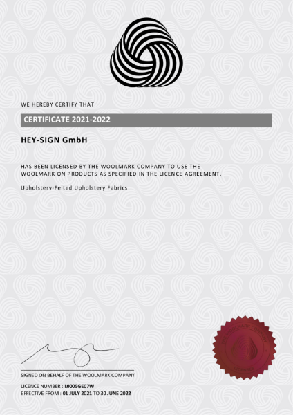 Wool Mark Certificate