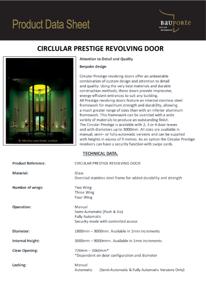 Bauporte Circular Prestige Revolving Door