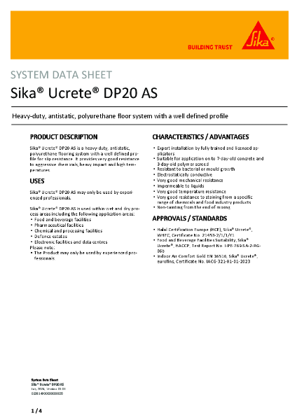 Sika® Ucrete® DP20 AS System Data Sheet