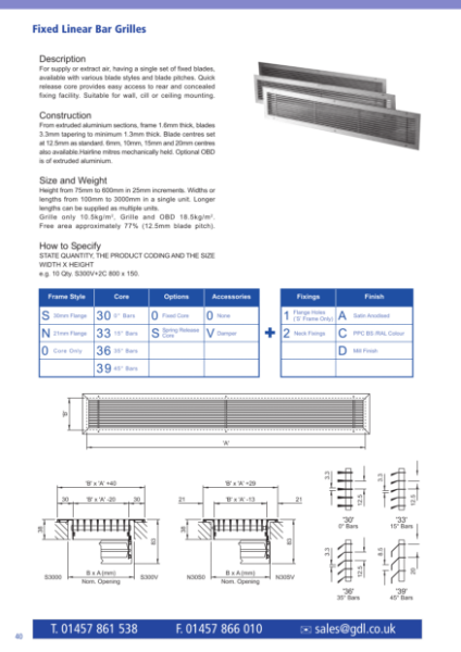 Fixed Linear Bar Grilles