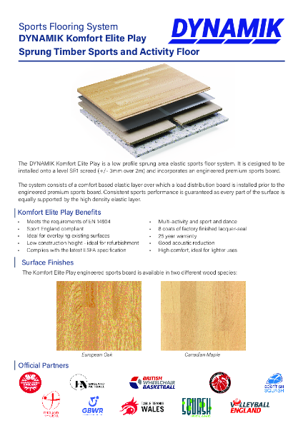 Komfort Elite Play - Sprung Timber Sports and Activity Floor