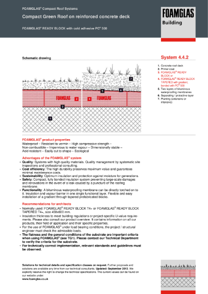 4.4.2 Roof - Flat Or Tapered Foamglas Insuation With Membranes And Green Roof Planting