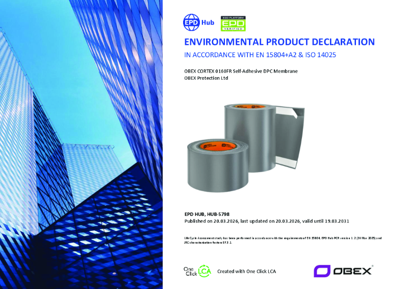 OBEX CORTEX 0160FR Self Adhesive DPC - EPD | OBEX Protection Ltd | NBS ...