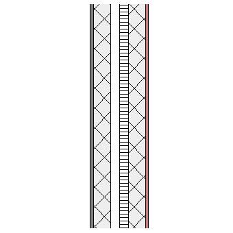 Cement rendered concrete block cavity wall with partial fill insulation and plaster
