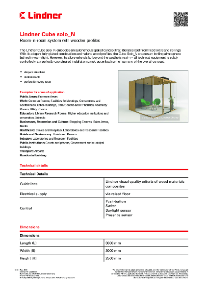 Lindner Cube solo_N - Data sheet