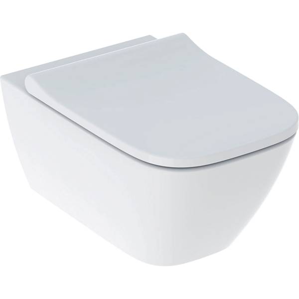 Geberit Smyle Square wall-hung WC set, washdown, shrouded, Rimfree, with WC seat, overlapping lid - Wall-hung WC Set