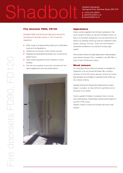 Fire doorsets FD90, FD120