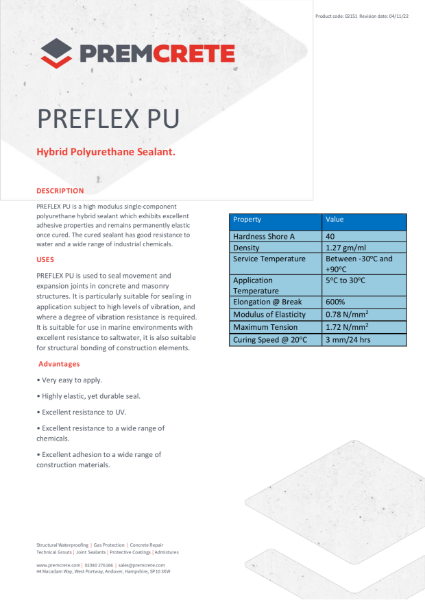 Preflex PU TDS