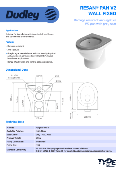 Resan Pan Standard Height Pan_Wall Fixed_Grey