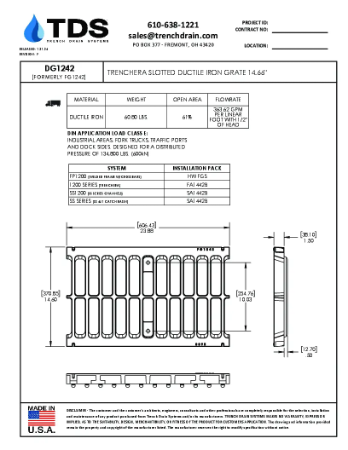 Trench•Era Slotted Ductile Iron Grate 14.66" - DG1242