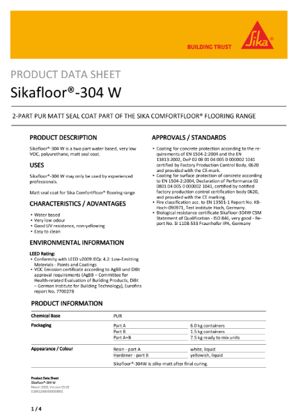 Product Data Sheet - Sikafloor 304W