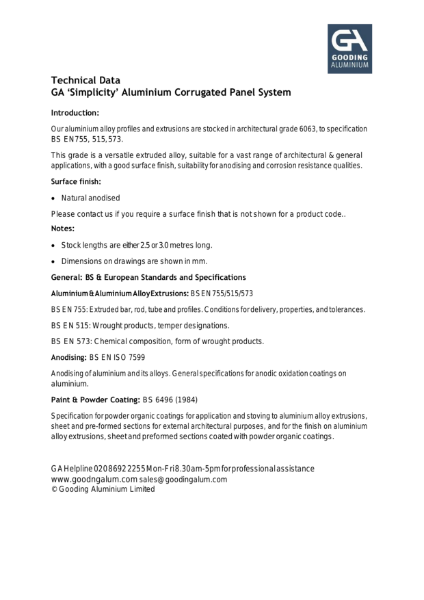 Tech Info Corrugated Profile System