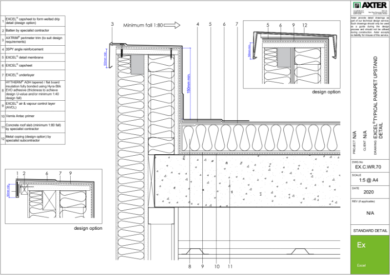 Excel Concrete Roof Slab (In-situ/ Pre-cast) (Multi layer) - Warm Roof - Typical Parapet Upstand