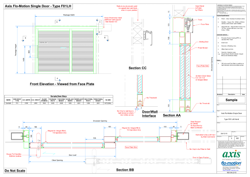 Axis Flo-Motion Single Door - Type F01 (PDF) V3