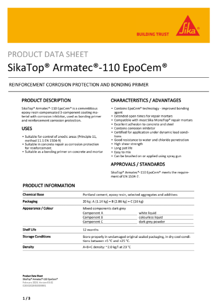 Sikatop Armatec 110 Epocem Product Datasheet