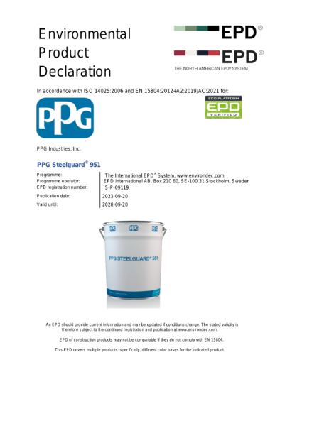 Environmental Product Declaration (EPD) PPG Steelguard 951