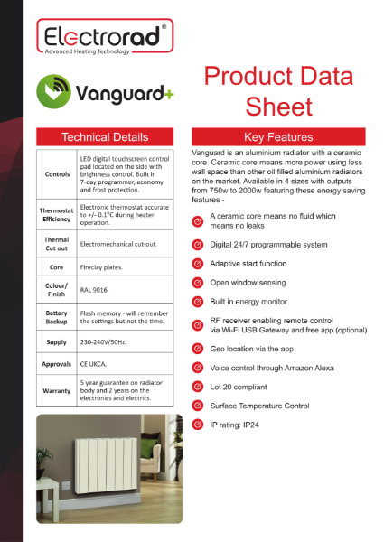 Vanguard+ - Aluminium Ceramic Cored Radiator Range – Product Data Sheet