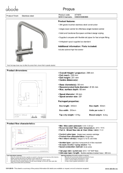 Propus in Stainless Steel (AT1070) Consumer Specification