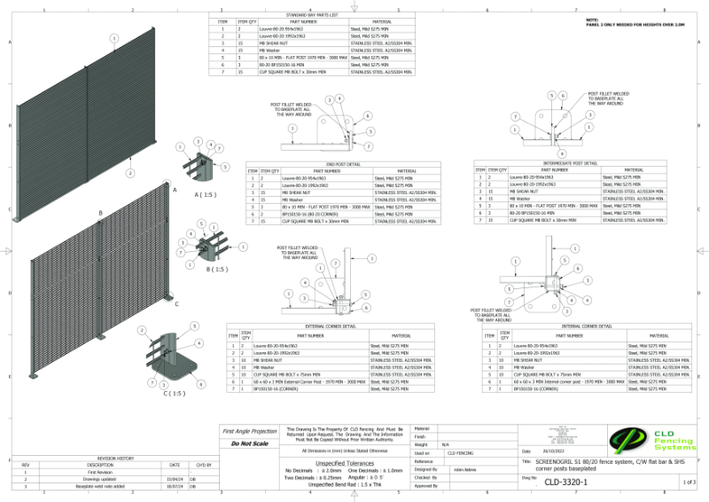 CLD-3320 Screenogril S1 80-20 – Technical Drawing