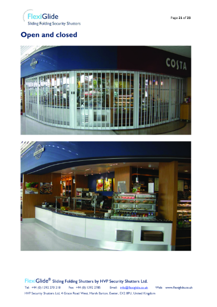 Flexiglide shutters - Open and closed