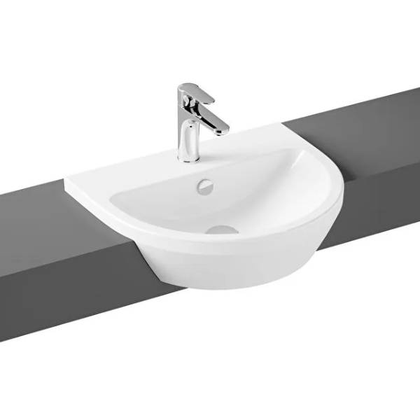 7337B003-0001- Integra Round semi-recessed washbasin, 55x54cm, 1 tap hole - Washbasin